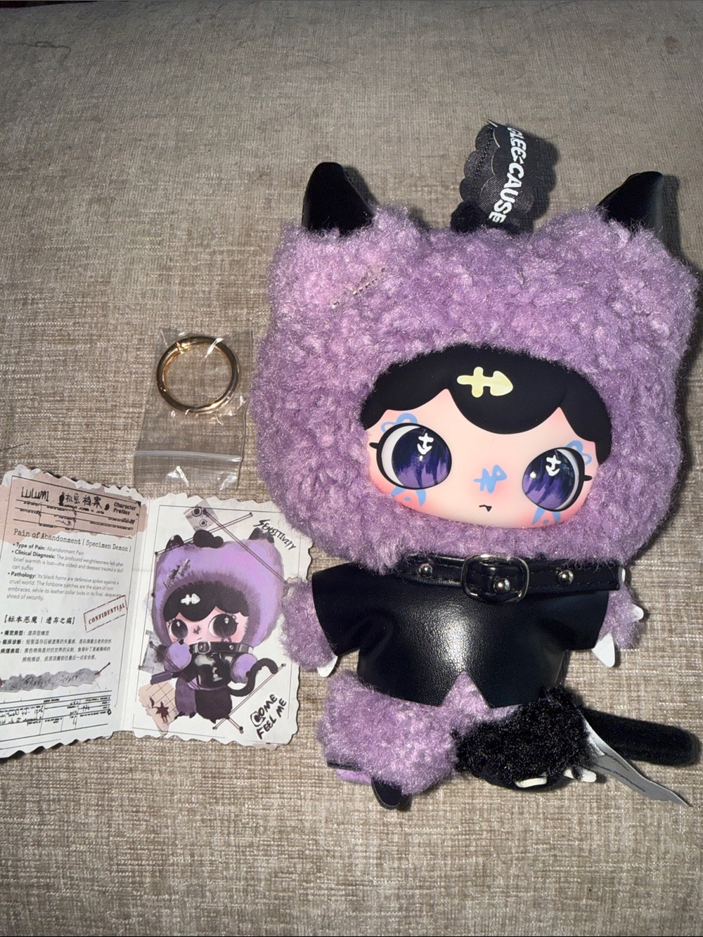 7th pain Glee cause Purple Plush doll  Keychain with Black Outfit -